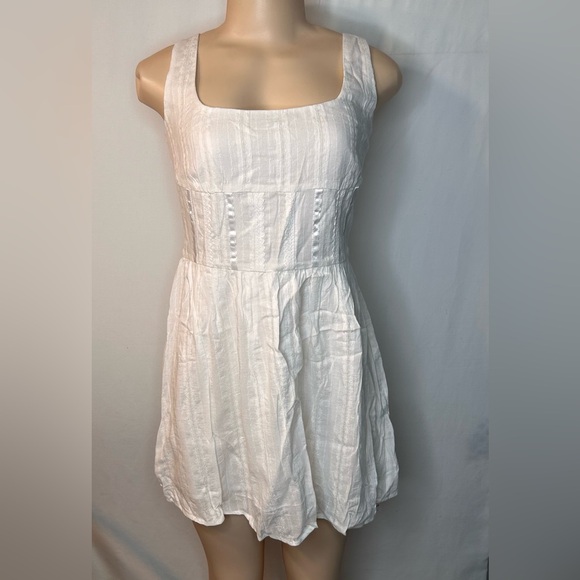 Commense Dresses & Skirts - Commense NWT Semi-Sheer Solid Square Neckline Short Dress Cotton Blend Size S